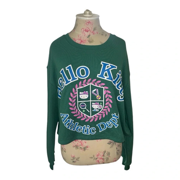 Hello Kitty Athletic Dept by Sanrio Crewneck Cropped Sweatshirt L - Picture 3 of 7